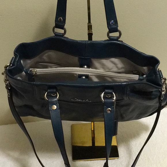 Coach Top Handle Shoulder Bag in Dark Teal Leather (16" x 10.25") - Picture 5 of 10